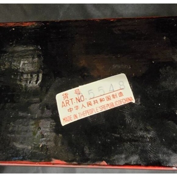 Vintage Chinese Panda Bamboo Diorama In Glass Case With Wooden Stand - Picture 8 of 8